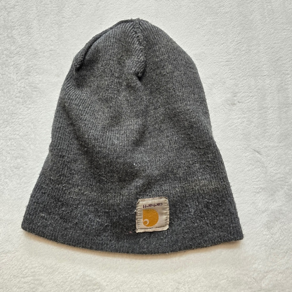 Carhartt Knit Beanie Gray Workwear Streetwear Cuffed Hat Unisex Used